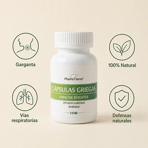 Cápsulas Griegas de Madretierra : Fórmula Natural para las Vías Respiratorias y Garganta