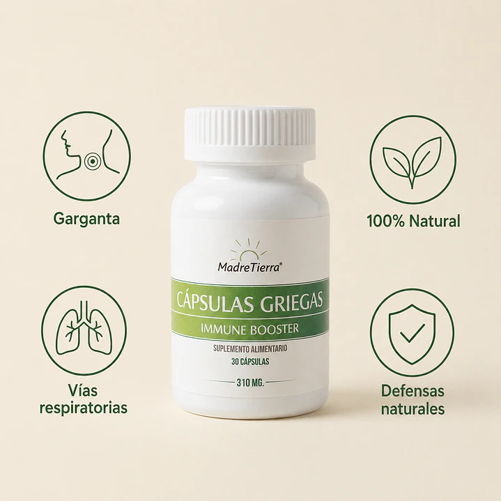 Cápsulas Griegas de Madretierra : Fórmula Natural para las Vías Respiratorias y Garganta 1