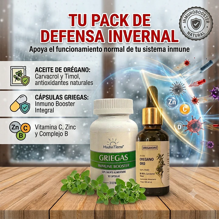 Pack Defensas de Invierno · Aceite de Orégano ORO + Cápsulas Griegas | MadreTierra 1
