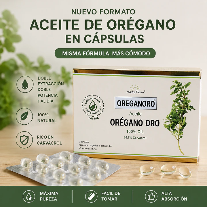 Aceite de Orégano ORO en Perlas · Carvacrol y Timol | MadreTierra 1