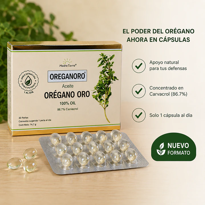 Aceite de Orégano ORO en Perlas · Carvacrol y Timol | MadreTierra 2