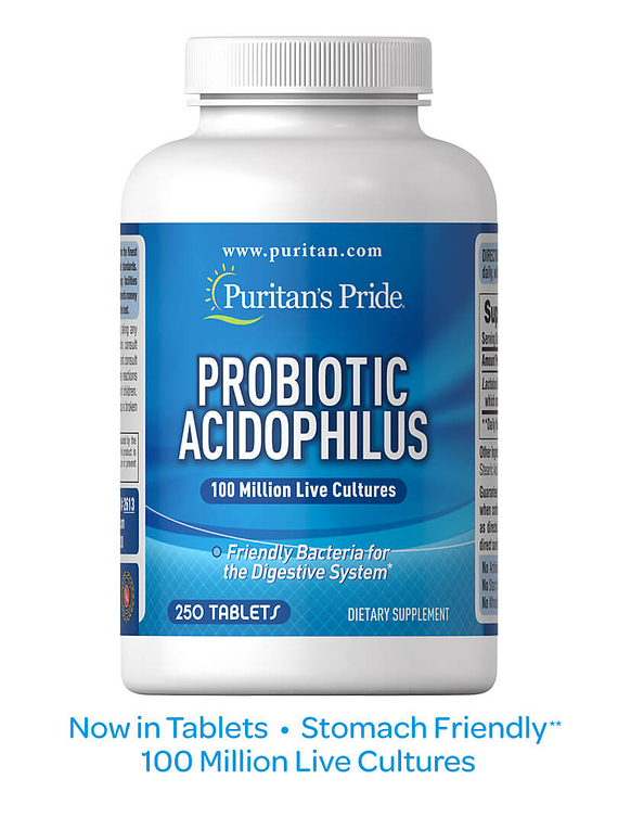 Probiotico L-Acidophilus 100 millones 250 tabletas - Puritan´s Pride 