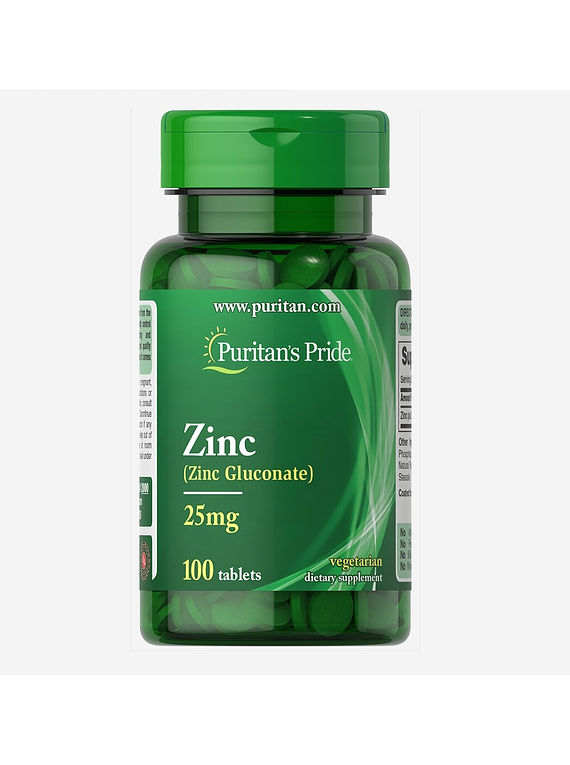 Zinc gluconato 25mg 100 tabletas - Puritan´s Pride 