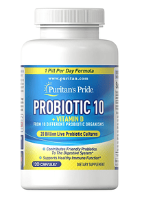 Probiotic 10 + vit D 20 billones 120 caps- Puritan´s Pride 