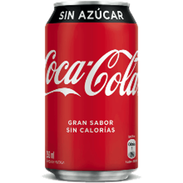 Refresco sabor Coca-Cola sin azúcar, en lata de 355 ml.