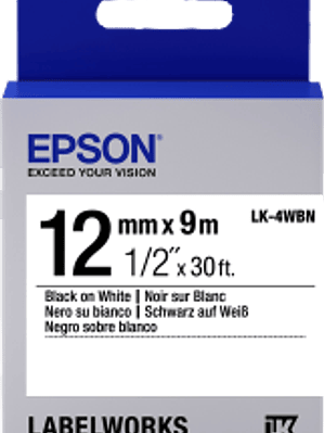 Labelworks cinta estándar modelo LK-4WBN 12mm compatible con LW-300, LW-400, LW-600P.