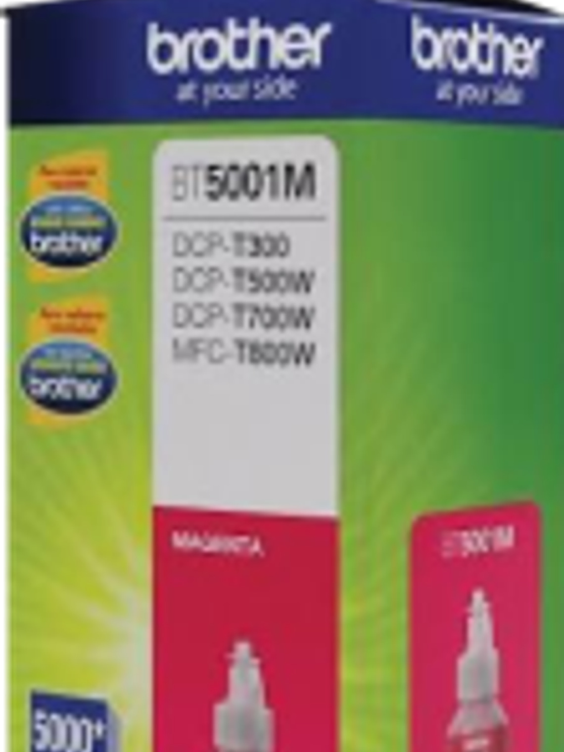 Botella de tinta brother, BT5001M color magenta, 5000 páginas, inyección de tinta 1