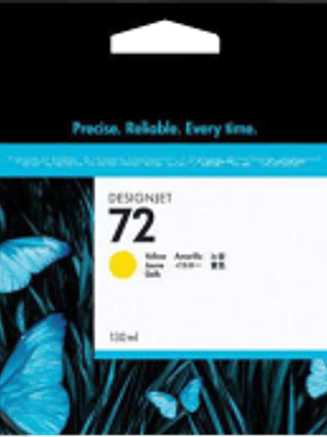 Cartucho de tinta color amarilla HP 72 ink cartridge con 130 ml.