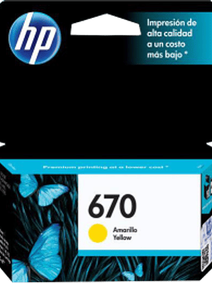 Cartucho de tinta color amarillo HP 670, para impresoras HP 5525-4615-4625-3525
