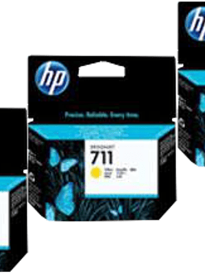 Cartucho de tinta HP 711 color amarillo, para designjet T120 y T52, paquete con 3 tintas. 
