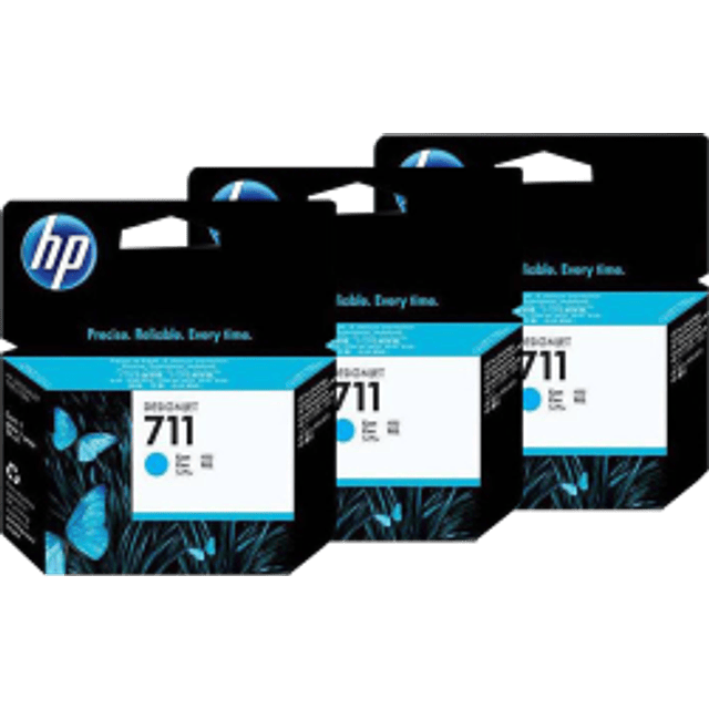 Cartucho de tinta HP 711 color Cyan,para designjet T120 y T520, paquete con 3 tintas. 