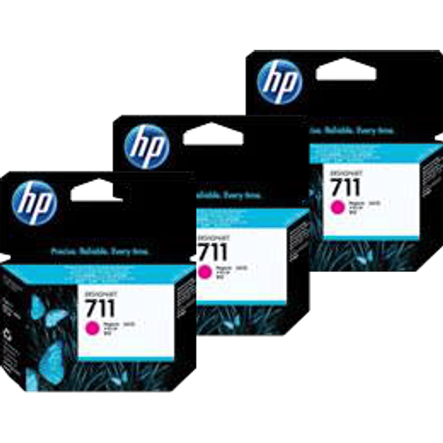 Cartucho de tinta HP 711 color magenta, para Desingjet T120 y T520 paquete con 3 tintas. 