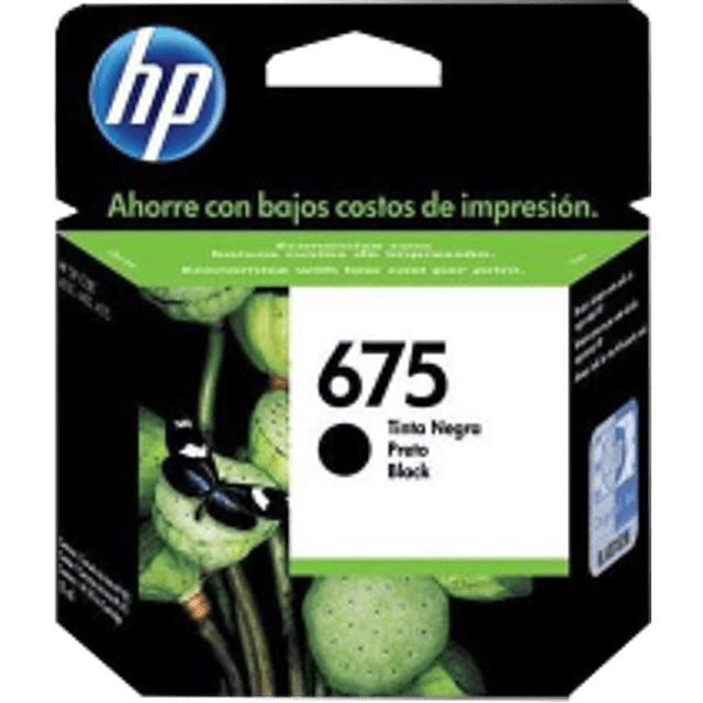 Cartucho de tinta color negro, HP 675 para CN690-A.