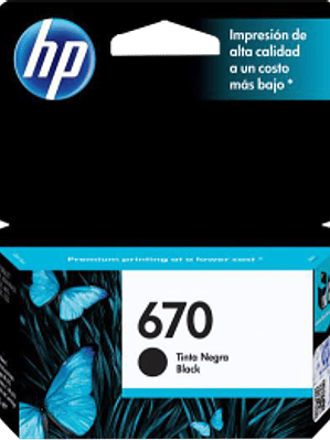 Cartucho de tinta color negro HP670, para impresoras HP 5525-4615-4625-3525