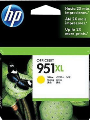 Cartucho de tinta color Amarillo HP 951XL.