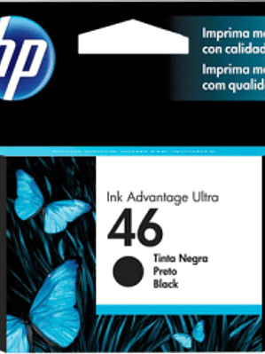 Cartucho de tinta color Negro HP 46 ink cartridge.