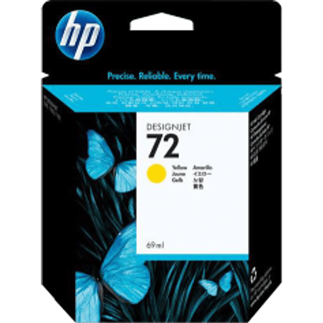 Cartucho de tinta color ]Yellow HP 72 con 69 ml ink cartridge.