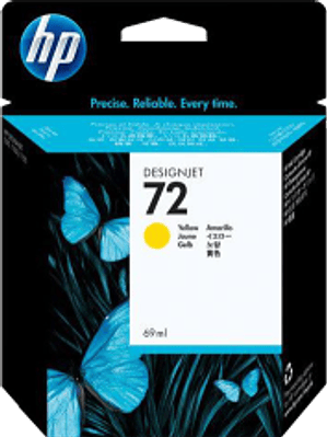 Cartucho de tinta color ]Yellow HP 72 con 69 ml ink cartridge.