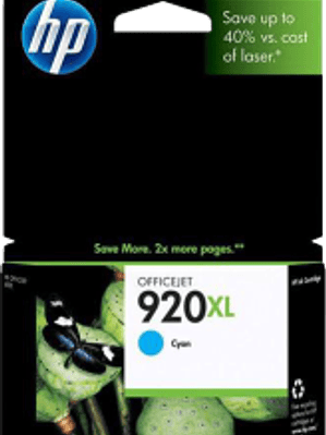 Cartucho de tinta color Cyan HP 920XL Office jet ink cartridge.