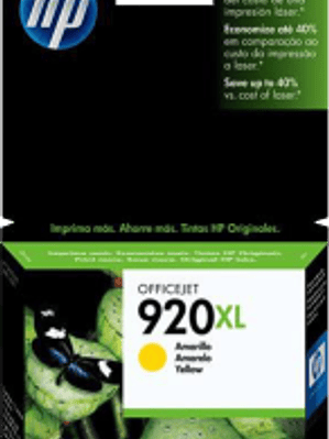 Cartucho de tinta color Yellow HP 920XL Office jet ink cartrid.