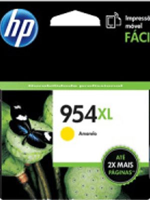 Cartucho de tinta color Yellow HP 954XL de alto formato, rendimiento 1600 páginas.