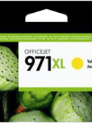 Cartucho de tinta color Yellow HP 971XL ink cartridge.