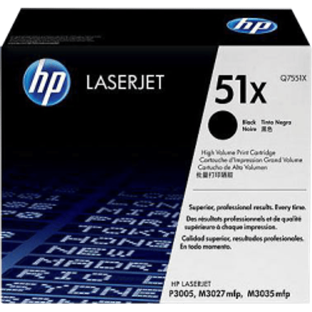 Tóner de tinta color Negro HP 7551X, de alta capacidad para LaserJet P3005, P3005D