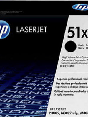 Tóner de tinta color Negro HP 7551X, de alta capacidad para LaserJet P3005, P3005D