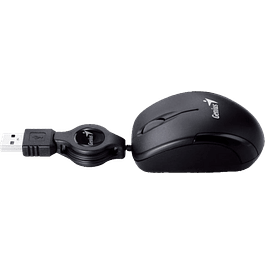 Mouse Óptico, alámbrico retráctil USB, micro traveler, color negro