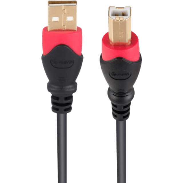 Cable élite USB a USB tipo B de 7,2 metros reforzado, con conectores dorados.