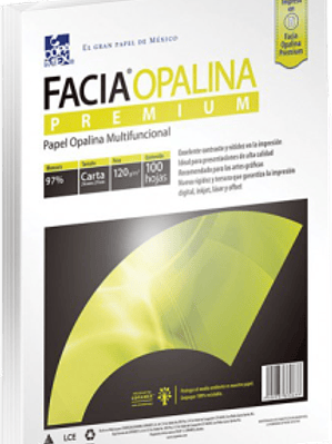 Papel Opalina color Blanco tamaño Carta de 120 grs, paquete con 100 hojas