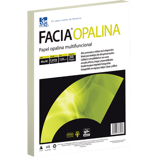Papel Opalina color Marfil tamaño carta de 120 gramos paquete de 100 hojas