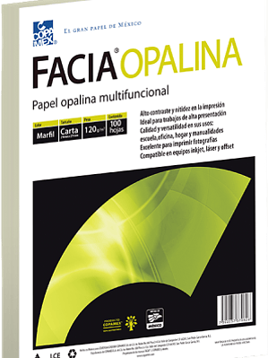 Papel Opalina color Marfil tamaño carta de 120 gramos paquete de 100 hojas