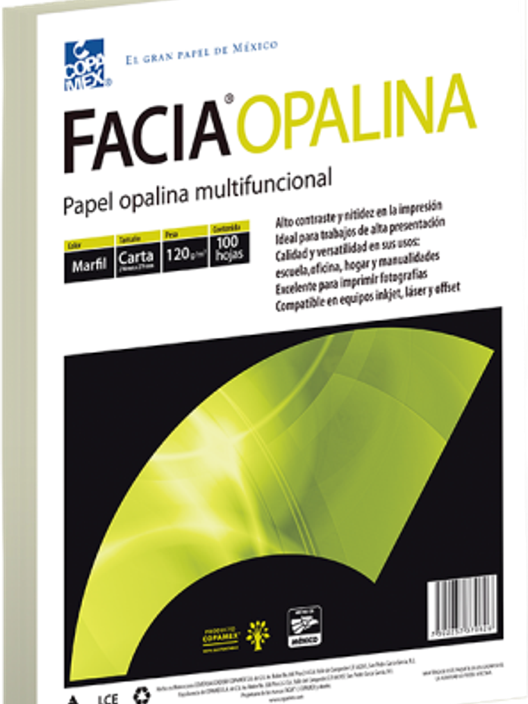 Papel Opalina color Marfil tamaño carta de 120 gramos paquete de 100 hojas 1