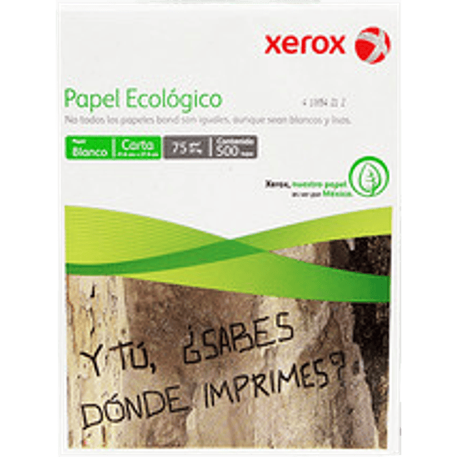 Papel Bond Ecológico color blanco, tamaño carta paquete con 500 hojas.