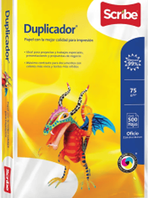 Papel duplicador 99% de blancura tamaño oficio,  paquete con 500 hojas. 