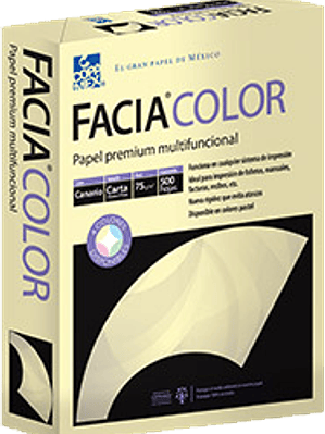 Papel facia carta de 75 grs color amarillo, paquete de 500 hojas