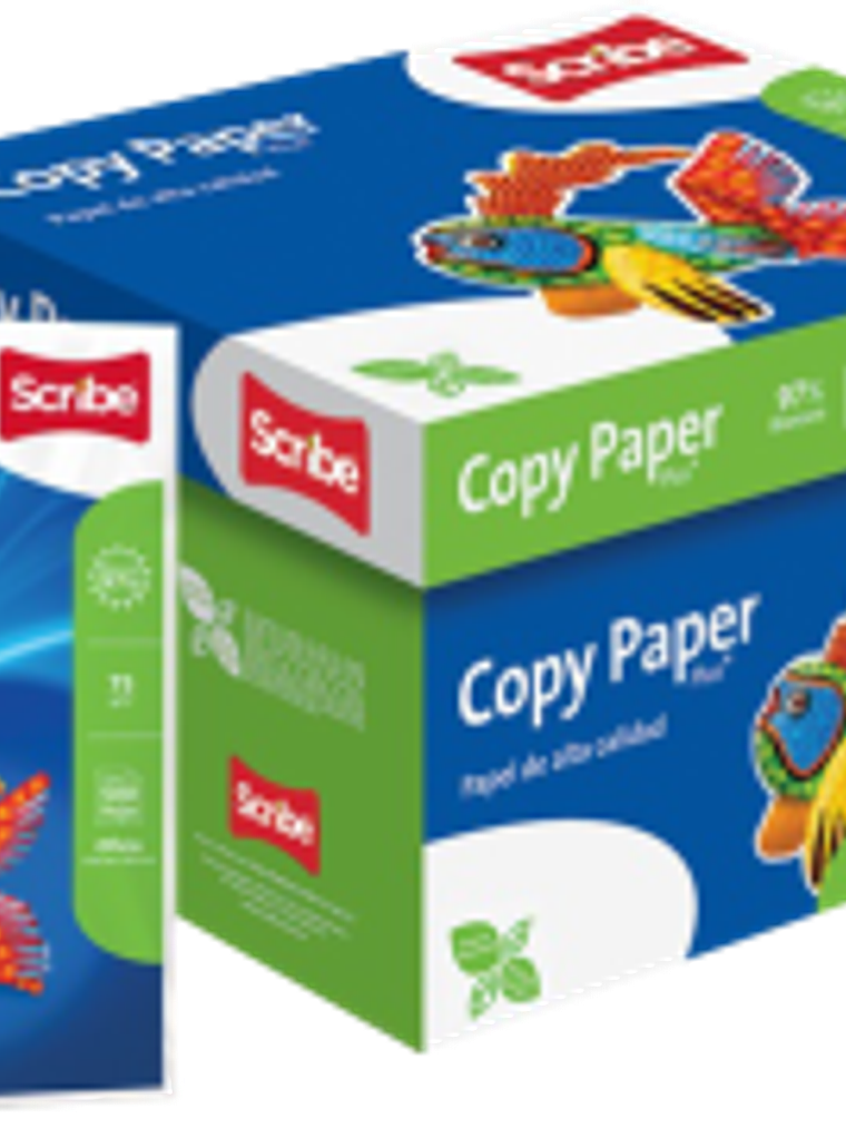 Papel bond con 93% de blancura tamaño oficio de 75 gramos, caja con 5 millares de hojas 1