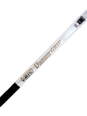 Bolígrafo punto mediano diamante con grip, color negro