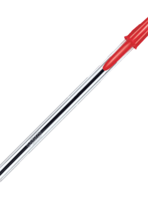 Bolígrafo punto mediano color rojo.