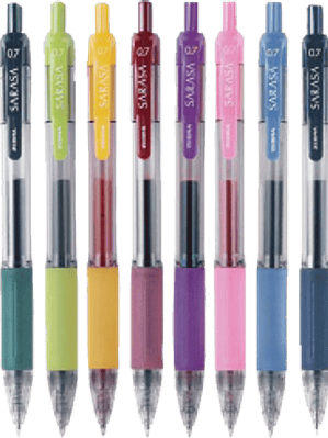 Bolígrafo rollerball retráctil de 0.7 mm, tinta de gel, estuche con 8 colores.