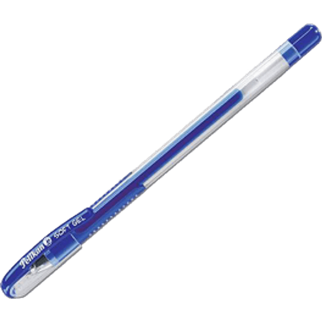 Bolígrafo tinta  soft gel color azul.