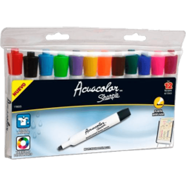 Marcador Acuacolor paquete con 12 piezas colores surtidos