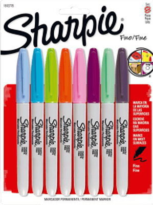 Marcador permanente punta fina, estuche con 8 colores