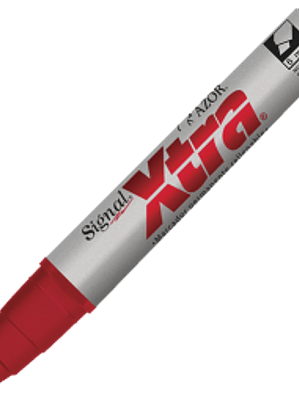 Marcador permanente color rojo punta cincel y envase plástico rojo , Signal Xtra