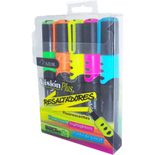 Marcatextos fluorescente blíster con 5 colores surtidos, Visión  Plus