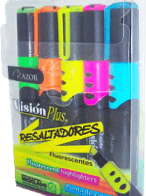 Marcatextos fluorescente blíster con 5 colores surtidos, Visión  Plus
