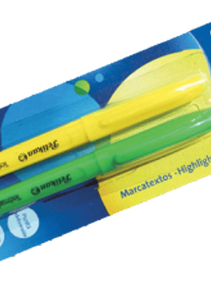 Marcatextos blíster color verde y amarillo, 1 pieza de cada color.