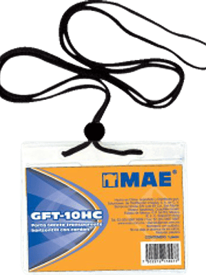 Gafete transparente horizontal con cordón