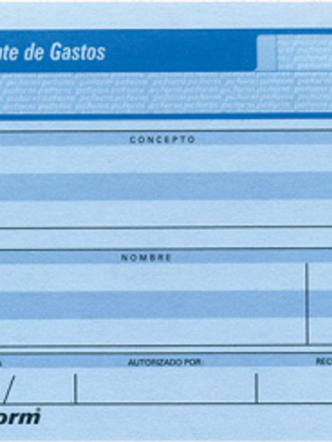 Comprobante de gastos tamaño 1/4 de hoja, tono azul 1